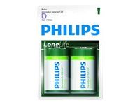 PHILIPS R20L2B/10 Baterii PHILIPS Zinc-Clorura R20 1.5V Longlife 2 Buc. Blister