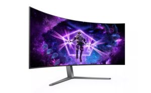 Монитор AOC AG456UCZD, 44.5" Curved 800R OLED, 3440x1440@240Hz, 0.03ms GtG, 1000cd m/2, 150000:1, 80M:1 DCR, Adaptive Sync, FlickerFree, Anti Blue Light, 8Wx2, Tilt, Height Adjust, Swivel, 2xHDMI, DP, USB hub