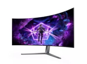 Монитор AOC AG456UCZD, 44.5" Curved 800R OLED, 3440x1440@240Hz, 0.03ms GtG, 1000cd m/2, 150000:1, 80M:1 DCR, Adaptive Sync, FlickerFree, Anti Blue Light, 8Wx2, Tilt, Height Adjust, Swivel, 2xHDMI, DP, USB hub