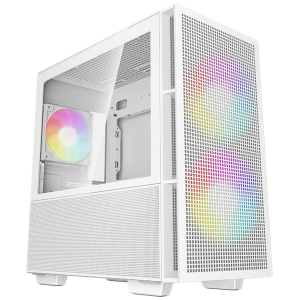 DeepCool CH360 WH, Mid Tower, Mini-ITX/Micro-ATX/ATX PS 2, 1xUSB3.0, 1xAudio, 1x Type-C,  2x140mm Pre-Installed ARGB Fans + 1x120, Tempered Glass, Mesh Panel, White, R-CH360-WHAPE3-G-1