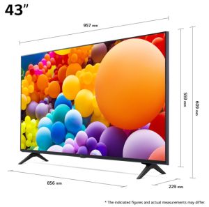 Телевизор LG 43UT73003LA, 43" 4K UltraHD TV 4K (3840 x 2160), DVB-T2/C/S2, webOS 24 Smart TV, ThinQ AI, Alpha 5 AI 4K Gen7, WiFi, HDR10, ALLM/HGiG, AI Upscaling, AI Sound(Virtual 9.1.2 Up-mix), AirPlay, Quick Card, HDMI eARC, CI, LAN, USB, Bluetooth, 2 Po