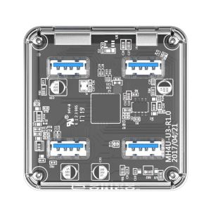 Orico хъб USB3.0 HUB 4 port transparent, 1m cable - MH4U-U3-10-CR