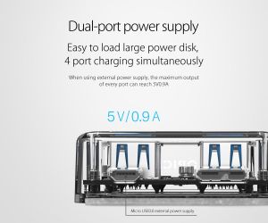 Orico хъб USB3.0 HUB 4 port transparent, 1m cable - MH4U-U3-10-CR