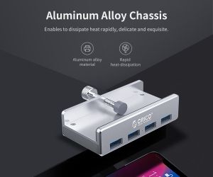 Orico хъб USB 3.0 HUB Clip Type 4 port -  Aluminum - MH4PU-SV