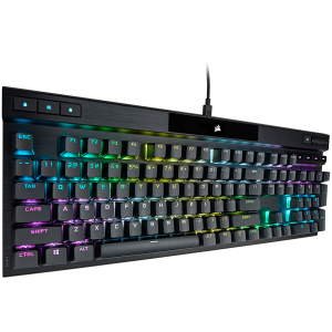 Corsair K70 RGB PRO Optical-Mechanical Gaming Keyboard, Backlit RGB LED, CORSAIR OPX, Black, Black PBT Keycaps, EAN:0840006660163