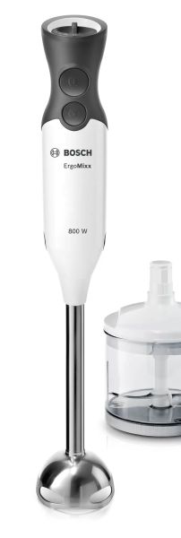 Пасатор Bosch MS6CA4150, Blender, ErgoMixx, 800 W, Included transparent jug, chopper and stirrer, White, anthracite