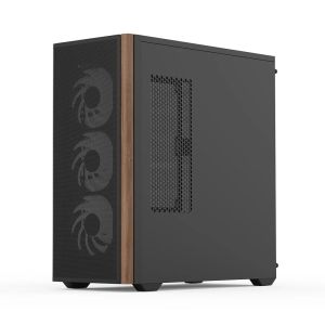 AeroCool кутия Case ATX - D501A Black, Addressable RGB, Wood