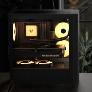 AeroCool кутия Case ATX - D501A Black, Addressable RGB, Wood