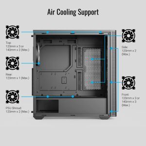 AeroCool кутия Case ATX - D501A Black, Addressable RGB, Wood