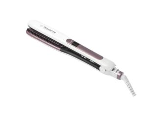 Press Rowenta SF7510F0, Brush&Straight Premium Care, LCD display, 130 - 200 ° C, Replaceable Plates, Ionizer, Cover type: Cashmere Keratin, Warm-up time: 15 sec, White / Purple