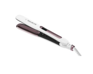 Press Rowenta SF7510F0, Brush&Straight Premium Care, LCD display, 130 - 200 ° C, Replaceable Plates, Ionizer, Cover type: Cashmere Keratin, Warm-up time: 15 sec, White / Purple