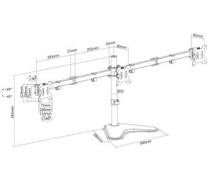 Stand Neomounts by NewStar Flat Screen Desk Mount (stand) for 3 screens