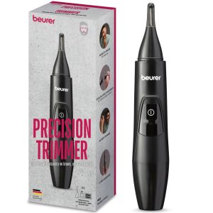 Тример Beurer MN2X Precision trimmer, Incl. 3 attachments for trimming and shaping eyebrows, nose and ear hairs, High-quality stainless steel attachments, (IPX4), Battery-powered, Incl. protective cap, cleaning brush and storage bag