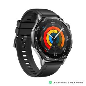 Huawei Watch GT5 Vili-B19F, 1.43", Amoled 466x466 PPI 326, BT5.2 BLE/BR/EDR, 5ATM, 524mAh, Screenshot sharing, support message input, message notifications, Battery life up to 14 days, Compatible with iOS and Android devices, Black Fluoroelastome