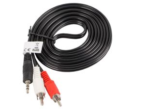 Cable Lanberg mini jack 3.5mm (M) 3 pin -> 2X RCA (chinch) (M) cable 2m