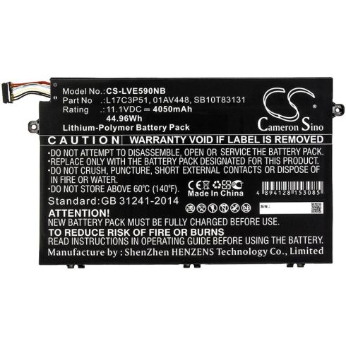 Laptop Battery for  LENOVO ThinkPad E14, ThinkPad E15, ThinkPad E480, ThinkPad E580 L17C3P51  LiPo 11.1V 4050 mAh CAMERON  SINO