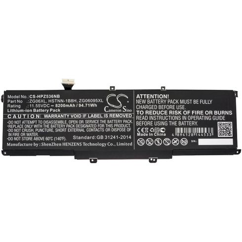 Laptop Battery for HP ZBook Studio G5, ZBook Studio X360 G5 5CN15PA, HSTNN-1B8H  LiIon 11,55V 8200mAh CAMERON SINO