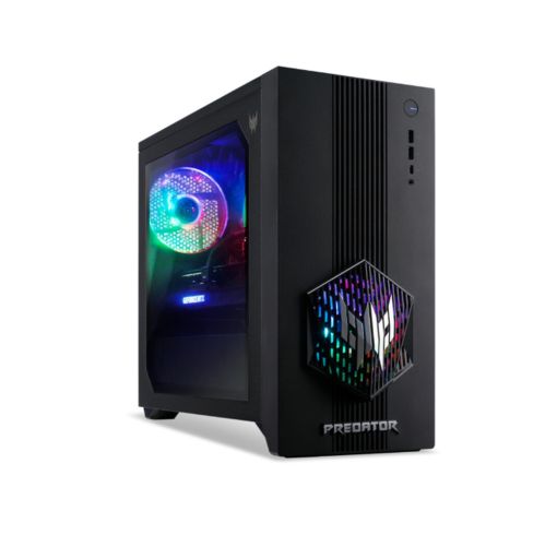 Настолен компютър Acer Predator PO3-665, Intel Core Ultra 5 225F (up to 4.90GHz, 20MB), 32GB DDR5 5600MHz ( 2*16GB), 1TB SSD PCI-e + M.2 slot free, no DVD, GeForce RTX 5070 12GB GDDR7, GLAN, WiFi7&BT 5.4, 4*USB 3.2, 4*USB 2.0, 1*Type C, 850W Plus Gold, No