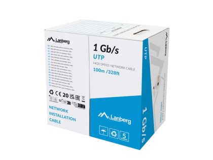 Cable Lanberg LAN cable 1GB/s 100m solid cca gray