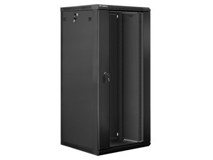 Комуникационен шкаф Lanberg rack cabinet 19" wall-mount 27U / 600x600 for self-assembly (flat pack), black