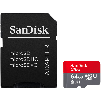 SANDISK Ultra microSDXC 64GB + SD Adapter 140MB/s A1 Class 10 UHS-I