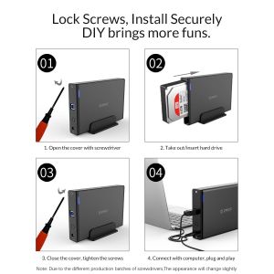 Orico Storage - Case - 3.5 inch Vertical, USB3.0, Power adapter, UASP, black - 7688U3-BK