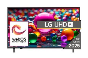 Телевизор LG 50UA75003LA, 50" 4K UltraHD TV 4K (3840x2160), DVB-T2/C/S2, webOS 25 Smart, ThinQ AI, Alpha 7 AI Processor, WiFi, HDR10 pro, HLG, ALLM/HGiG, 4K Upscaling, AI Sound pro, Multiple View, HDMI eARC, LAN, USB, Bluetooth, Google Cast, 2 Pole Stand,