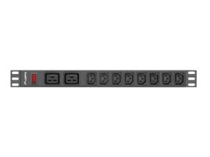 Разклонител Lanberg power distribution unit (pdu) 19" 1U 16a 2m 2x c19 8x iec c13 sockets black c20