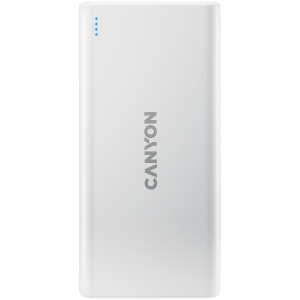 CANYON PB-106, Power bank 10000mAh Li-poly battery, Input 5V/2A, Output 5V/2.1A(Max), USB cable length 0.3m, 140*68*16mm, 0.24Kg, White
