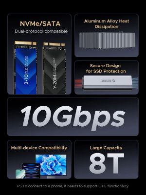 Orico Storage - Case/Docking Station - M.2 NVMe/NGFF - IT18C3-GY