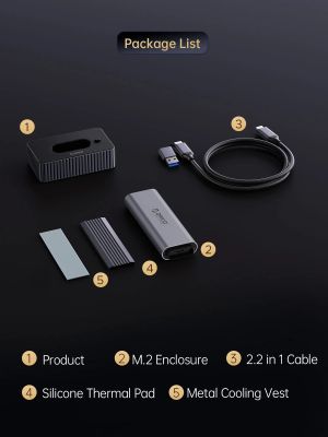 Orico Storage - Case/Docking Station - M.2 NVMe/NGFF - IT18C3-GY