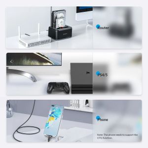 Orico Storage - HDD/SSD Dock - 2 BAY 2.5/3.5 USB-C/USB-A - 6829C3-V1