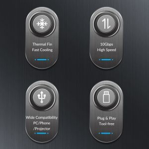 Orico Storage - Case - M.2 NVMe M key - USB3.1 Gen2 Type-C, 10Gbps - HM2-G2-BK