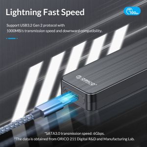 Orico Storage - Case - M.2 NVMe M key - USB3.1 Gen2 Type-C, 10Gbps - HM2-G2-BK