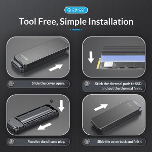 Orico Storage - Case - M.2 NVMe M key - USB3.1 Gen2 Type-C, 10Gbps - HM2-G2-BK