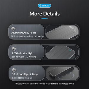 Orico Storage - Case - M.2 NVMe M key - USB3.1 Gen2 Type-C, 10Gbps - HM2-G2-BK