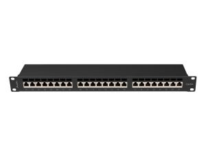 Пач панел Lanberg patch panel 24 port 1U 19" CAT.6a ftp with cable organizer shielded black