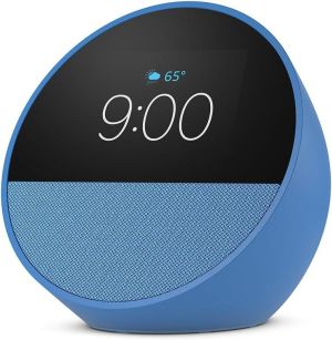 All-new Echo Spot (2024 release), Smart alarm clock with vibrant sound + Alexa, Glacier Blue