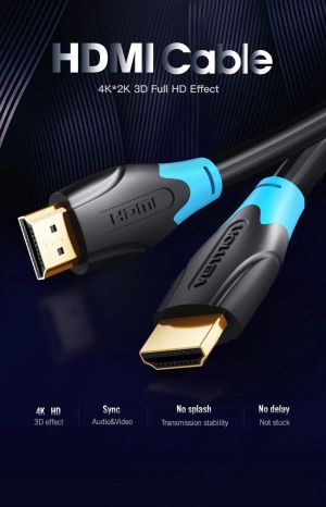 Vention Кабел HDMI v2.0 M / M 4K/60Hz Gold - 12M Black - AACBM