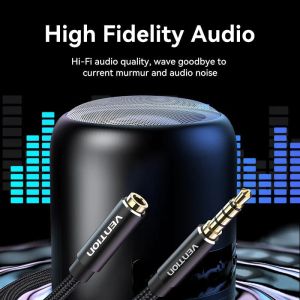 Vention Cotton Braided TRRS 3.5mm Male to 3.5mm F - 0.5m - Gold plated, Aluminum alloy - BHCBD