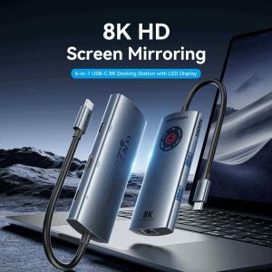 Vention Docking Station Type-C - TQZHB - 8K, LED Display - HDMI, USB 3.0 x 2, USB-C 3.2 Gen 1, PD100W,  LAN (1Gbps)