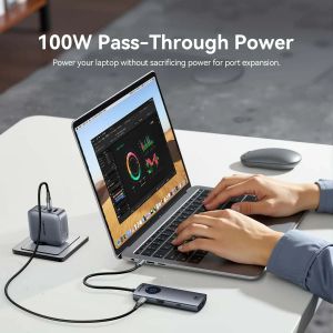 Vention Docking Station Type-C - TQZHB - 8K, LED Display - HDMI, USB 3.0 x 2, USB-C 3.2 Gen 1, PD100W,  LAN (1Gbps)