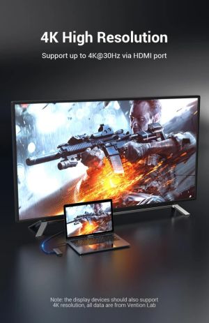 Vention Docking Station Type-C - TOLHB - HDMI x 1, USB3.0 x 3, USB-C PD100W x 1, LAN x 1 (1Gbps), SD/TF, Audio