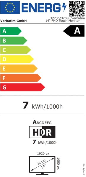 Монитор Verbatim Portable 14" FHD Touch Monitor LIGHT with Wireless Power Supply incl. Power Bank 5000mAh