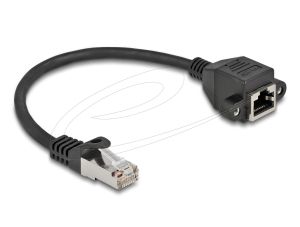 Delock Network cable extension S/FTP RJ45 male to RJ45 female, Cat. 6A, 25 cm, black