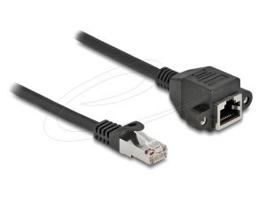 Delock Network cable extension S/FTP RJ45 male to RJ45 female, Cat. 6A, 25 cm, black