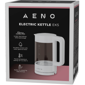Electric Kettle, white, 220-240V, 1850-2200W, 1.7L, Keep warm 30 min, 40,60,80,90,100, console in Handle