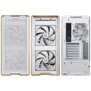 Case Lian-Li LANCOOL 217 Mid-Tower, Tempered Glass, Wood-White