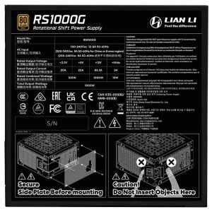 Захранващ блок Lian Li RS 1000W 80+ Gold PCIe 5.1, ATX 3.1 - Черно