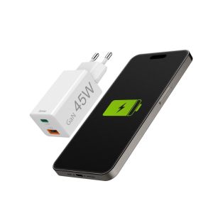 HAMA Бързо мини зарядно, 45 W, 1x USB-C - 1x USB-A, PD, бяло